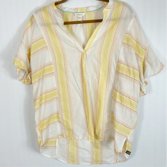 Matilda Jane Womens Striped Summer Picnic Top Yellow White Medium - Picture 1 of 6
